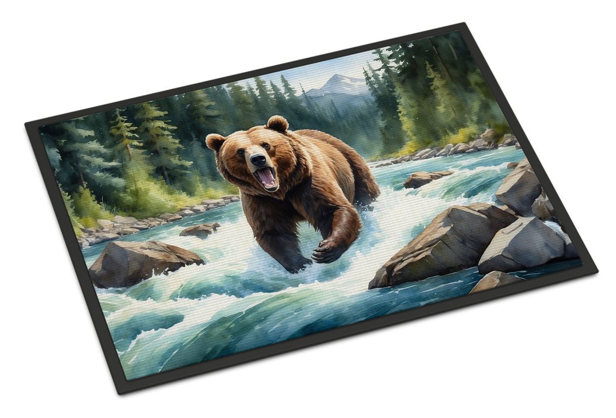 Alaskan Wilderness Grizzly Bear Doormat Front Door Mat Indoor Outdoor Rugs For Entryway, Non Slip Washable Low Pile, 24H X 36W_maomaolike.com