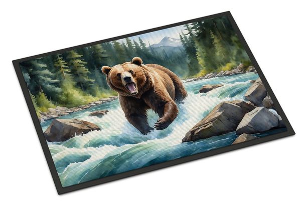 Alaskan Wilderness Grizzly Bear Doormat Front Door Mat Indoor Outdoor Rugs For Entryway, Non Slip Washable Low Pile, 24H X 36W_maomaolike.com