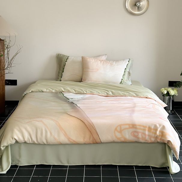 Summer Cool Ice Silk Quilt Cover Class A Maternity-Grade Cooling 60S Double-Sided Tencel Four-Piece Set, Light Luxury_maomaolike.com