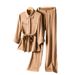 Women's Clothing silk suit women's new style casual fashion mulberry silk top pants two piece suit khaki_maomaolike.com