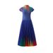 Women's Clothing rainbow print short sleeved loose skirt women's two piece suit_maomaolike.com