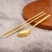 and Two-Piece Gift Tableware Chopsticks Gold Spoon Set Home Restaurant Decoration Metal Ornament_maomaolike.com