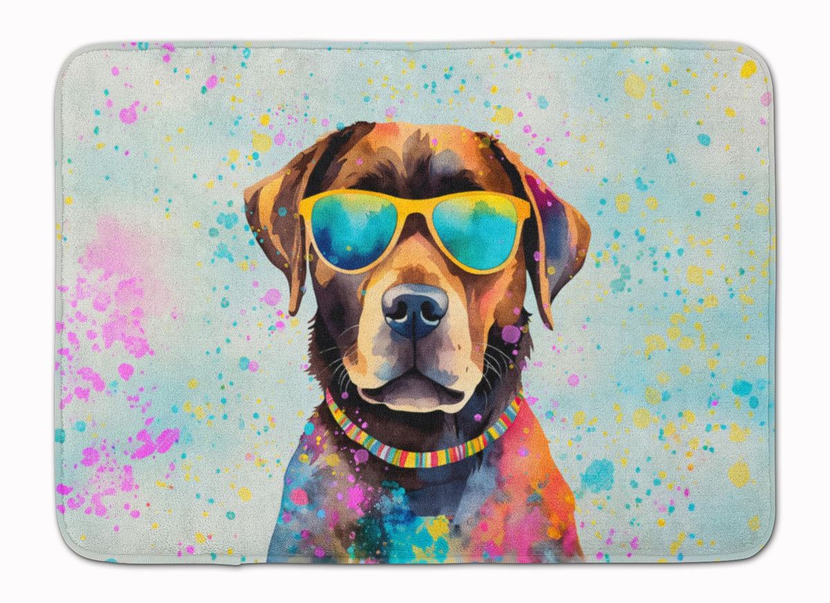 Chocolate Labrador Hippie Dawg Memory Foam Kitchen Mat Machine Washable Anti-Fatigue Mat Cushion Comfort Bath Mat Or Kitchen Rug_maomaolike.com