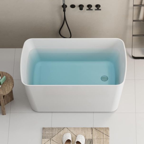 49'' Acrylic Freestanding Soaking Bathtub, Square-shape Japanese Soaking Hot Tub, Chrome Overflow And Quick Drain, Glossy White 26A01-49_maomaolike.com