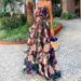 Women's Printed Two-piece Suspender Top + Cake Skirt Long Skirt Suit Women_maomaolike.com