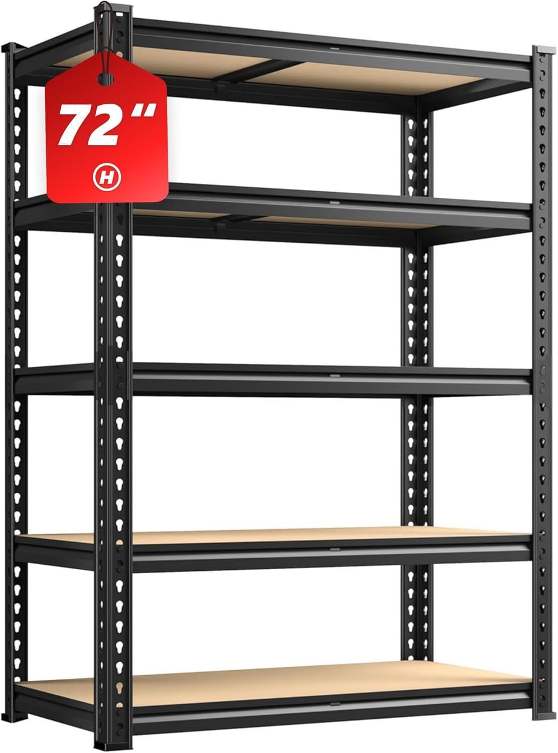2000LBS Garage Shelving 72''H Storage Shelves Heavy Duty Shelving 5 Tier Metal Shelves For Garage Shelves 35.5"W X72"H X 15.8"D, Adjustable Shelving Unit For Basement Pantry Utility Rack Shelf_maomaolike.com