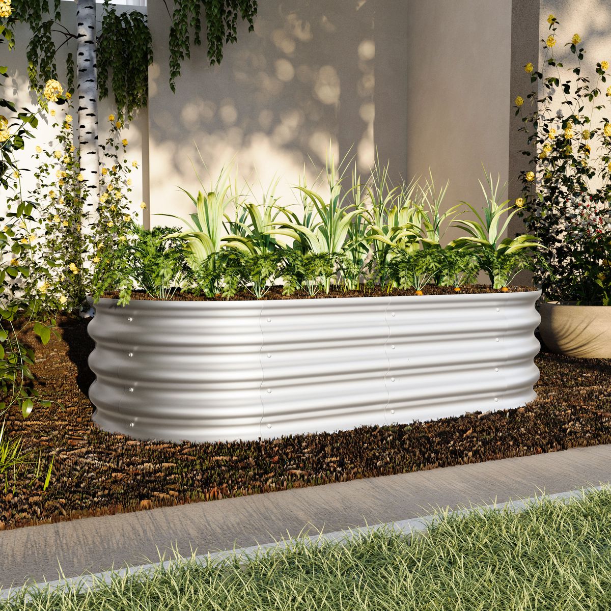 2Pcs 4x2x1ft Raised Garden Bed Kit, Galvanized Planter Raised Garden Beds For Outdoor For Vegetables,Flowers &Herbs, Heavy Duty, Rust-Resistant, Easy Assembly_maomaolike.com