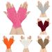 Unisex Knitted half-finger gloves women's short fingerless cuff pair warm double diamond check gloves_maomaolike.com
