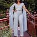 women's fashion solid color ribbon splicing short top wide-leg pants dress suit women_maomaolike.com