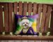 White Poodle King Of Mardi Gras Throw Pillow Machine Washable, Indoor Outdoor Decorative Pillow For Couch, Bed Or Patio, 14Hx14W_maomaolike.com