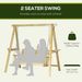 2-Seat Orch Swing With Stand, Wooden Patio Swing Chair With Side Tables And Metal Chains, Outdoor Hanging Bench For Garden, Poolside, Backyard, Natural Wood_maomaolike.com