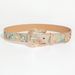 1pc Women's Light Luxury Elegant Carved Metal Buckle Multi-color Flower Glitter Print Beaded Jeans Belt_maomaolike.com