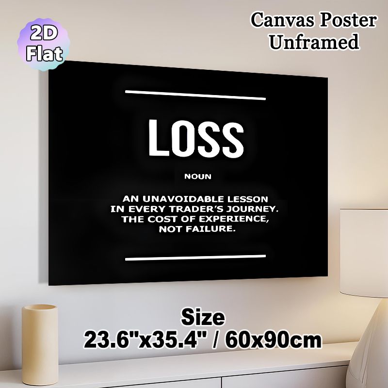 Trader Loss Themed Painting Poster, Minimalist Black & White Typographic Poster, Inspirational Trading Quote Decor Ideal For Home Office, Trading_maomaolike.com
