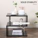 20" Modern End Table, Accent Side Table, S-Shaped Coffee Table With Storage Shelf And Steel Poles, Black_maomaolike.com