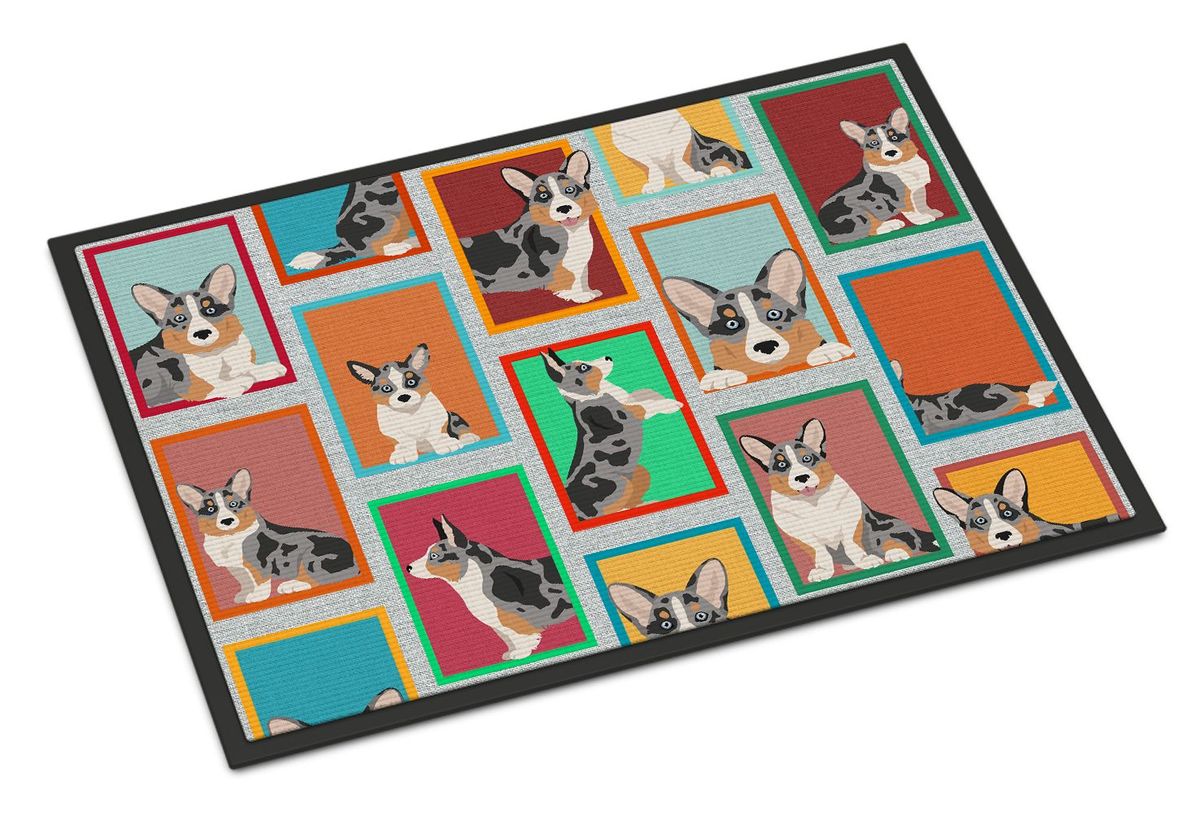 Lots Of Blue Merle Welsh Cardigan Corgi Doormat Front Door Mat Indoor Outdoor Rugs For Entryway, Non Slip Washable Low Pile, 24H X 36W_maomaolike.com