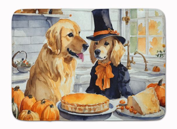 Golden Retriever Fall Kitchen Pumpkins Memory Foam Kitchen Mat Machine Washable Anti-Fatigue Mat Cushion Comfort Bath Mat Or Kitchen Rug_maomaolike.com