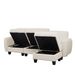 Beige White Corduroy Fabric Sofa With OTTOMAN_maomaolike.com