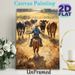Ranch Cowboy Herding Cattle Painting Poster, Warm-toned Rustic Oil Painting Style Poster, Vivid Pastoral Scene, Ideal For Living Room & Farmhouse_maomaolike.com