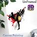Muay Thai Themed Painting Poster, Dynamic Splash Ink Style Poster, Energetic Kicking Fighter Silhouette With Red & Gold Splatters, Ideal Decor For_maomaolike.com