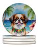 Japanese Chin Luau Large Sandstone Coasters Pack Of 4 Absorbent Round Coasters Decor Gifts For Men Or Women, 4 In, Multicolor_maomaolike.com