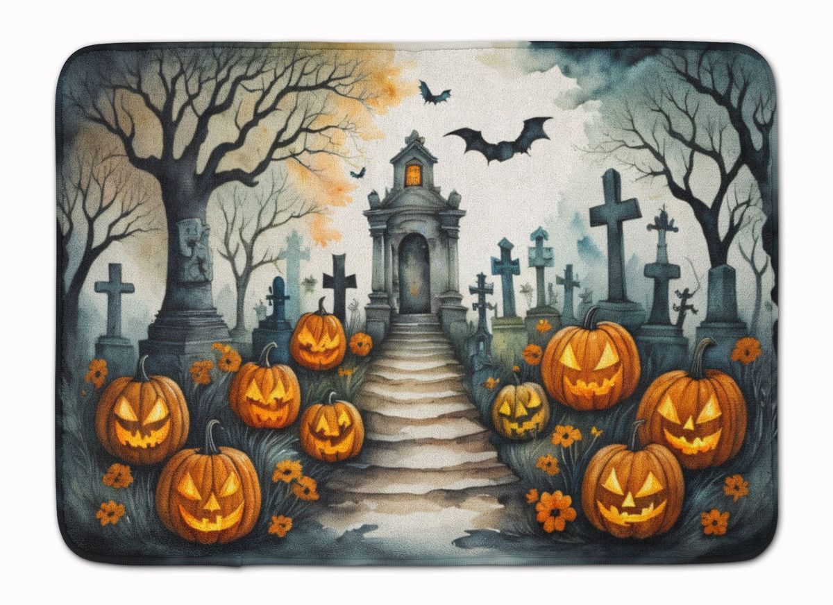 Marigold Spooky Halloween Memory Foam Kitchen Mat Machine Washable Anti-Fatigue Mat Cushion Comfort Bath Mat Or Kitchen Rug_maomaolike.com