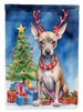 American Hairless Terrier Christmas Reindeer House Flag Large Porch Sleeve Pole Decorative Outside Yard Banner Artwork Wall Hanging, Polyester, House Size, Multicolor_maomaolike.com