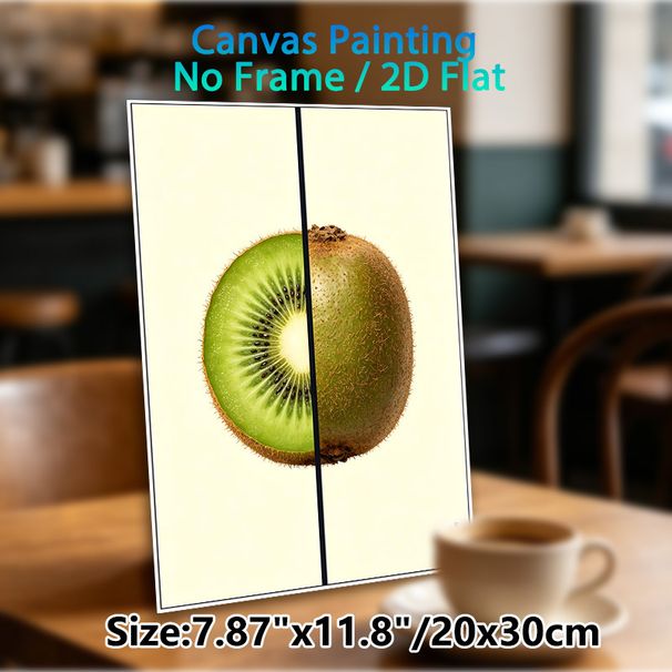 Kiwi Fruit Painting Poster, Fresh Vibrant Split Design Poster, Half Sliced & Whole Kiwi Artwork, Eye-catching Wall Decor Ideal For Kitchen, Dining_maomaolike.com