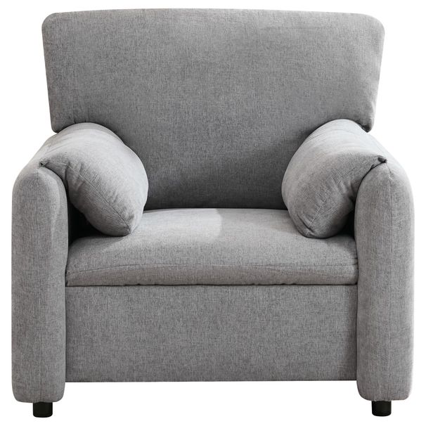 Modern Accent Chair, Chenille Oversized Arm Chair, 38 Inches Wide, Comfortable Cushioned Single Casual Sofa Chair, Suitable For Living Room, Bedroom Reading Chair,Grey_maomaolike.com