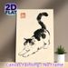 Ink Wash Cat Painting Poster, Serene Chinese Ink-style Spotted Sleepy Cat Poster, Artistic Calm Decor Option For Living Room, Bedroom_maomaolike.com