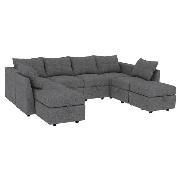Livelylodge Modern L-Shaped Modular Sectional Sofa, Polyester Upholstery With Sturdy Wooden Frame, Comfortable Couch For Living Room Or Office, Space-Saving Design 109''L X 78''W X 34''H_maomaolike.com