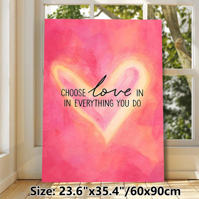 Love Themed Inspirational Quote Painting Poster, Soft Watercolor Pink Heart Poster, Warm "Choose Love" Message To Spread Gentle Vibe, Ideal For_maomaolike.com