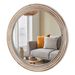 Rustic Round Wall Mirror, 23.62 Inches Wood Circle Mirror With Beads, Decorative Farmhouse Mirror For Living Room, Bedroom, Kitchen, Entryway (White)_maomaolike.com