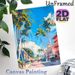 Tropical Coastal Town Street Painting Poster, Vibrant Impressionist-style Poster, Lively Palm-lined Street With Pastel Buildings, Adds A Warm Breezy_maomaolike.com