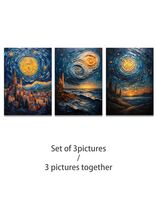 European And American Oil Paintings In The Style Of Van Gogh: Skies, Oceans, Suns. Decorative Art Prints, Living Room Wall Art, Art Exhibition Pieces._maomaolike.com