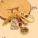 Brass Zhao Gongming Wu God Of Wealth Rice Attraction Five Emperors Money Gourd Pendant Car Keychain_maomaolike.com