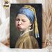 Parodied Girl With A Pearl Earring Painting Poster, Whimsical Oil-style Poster, Playful Distorted Facial Expression With Unique Artistic Twist, Ideal_maomaolike.com
