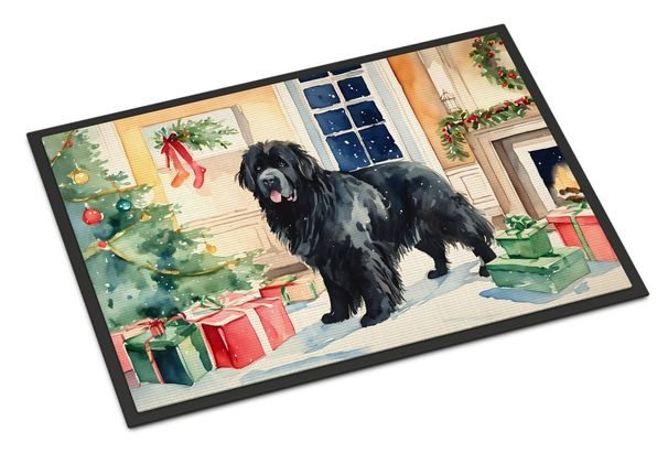 Newfoundland Cozy Christmas Doormat Front Door Mat Indoor Outdoor Rugs For Entryway, Non Slip Washable Low Pile, 24H X 36W_maomaolike.com