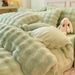 Rabbit Fur Plush Four-Piece Set Milk Thickened Warm Double-Sided Velvet Duvet Cover Bed Sheet Coral Fleece_maomaolike.com