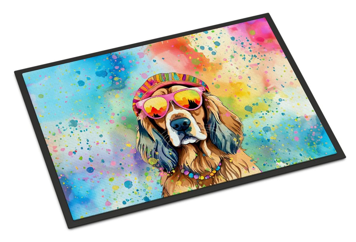 Cocker Spaniel Hippie Dawg Doormat Front Door Mat Indoor Outdoor Rugs For Entryway, Non Slip Washable Low Pile, 24H X 36W_maomaolike.com