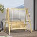2-Seat Orch Swing With Stand, Wooden Patio Swing Chair With Side Tables And Metal Chains, Outdoor Hanging Bench For Garden, Poolside, Backyard, Natural Wood_maomaolike.com