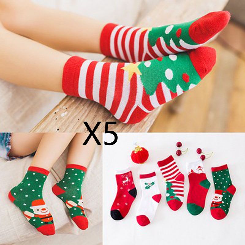 Xpairs/set Christmas sock Children's Christmas socks female Fall winter little Big boy cartoon cute festive red Christmas socks baby socks_maomaolike.com