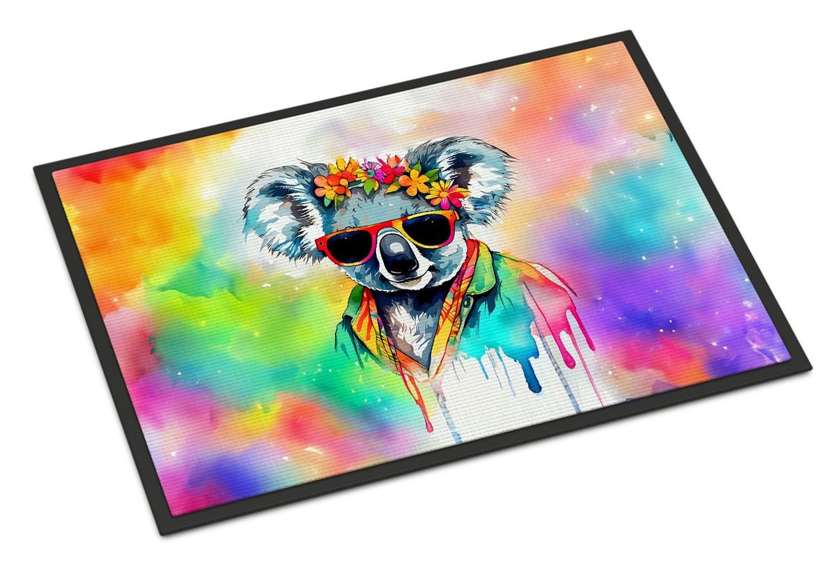 Hippie Animal Koala Doormat Front Door Mat Indoor Outdoor Rugs For Entryway, Non Slip Washable Low Pile, 24H X 36W_maomaolike.com