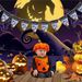Halloween Paper Flag Bunting With Pumpkin, Ghost, Skull & Witch Designs, 19x28cm Colorful Hanging Party Decorations._maomaolike.com