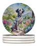 Dalmatian Spring Path Large Sandstone Coasters Pack Of 4 Absorbent Round Coasters Decor Gifts For Men Or Women, 4 In, Multicolor_maomaolike.com
