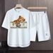 Men's Clothing 2024 Waffle Casual Summer Suit Men's Loose Teen Short sleeved T shirt Shorts Handsome Two piece Suit_maomaolike.com