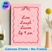 "Live Laugh Leave By 9 Pm" Quote Painting Poster, Playful Pink & Red Handwritten Script With Bow Border Poster, Lighthearted Humorous Wall Decor For_maomaolike.com
