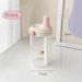 Large Capacity Pearl Milk Tea Glass Cup With Straw, Simple Design Plastic Water Bottle, Casual Style Drinkware For Daily_maomaolike.com