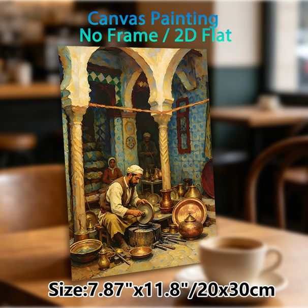 Copper Artisan Workshop Painting Poster, Rich-toned Realistic Oil Painting Poster, Cultural Craft Studio Scene Decor Ideal For Living Room, Study_maomaolike.com