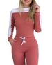 Women's Clothing new outdoor sports color matching long sleeved trousers comfortable casual suit for women_maomaolike.com