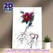 Surreal Floral & Fantasy Figure Painting Poster, Vibrant Mixed-media Surreal Poster, Combines Bold Burgundy Flower With Sketch-style Fantasy_maomaolike.com